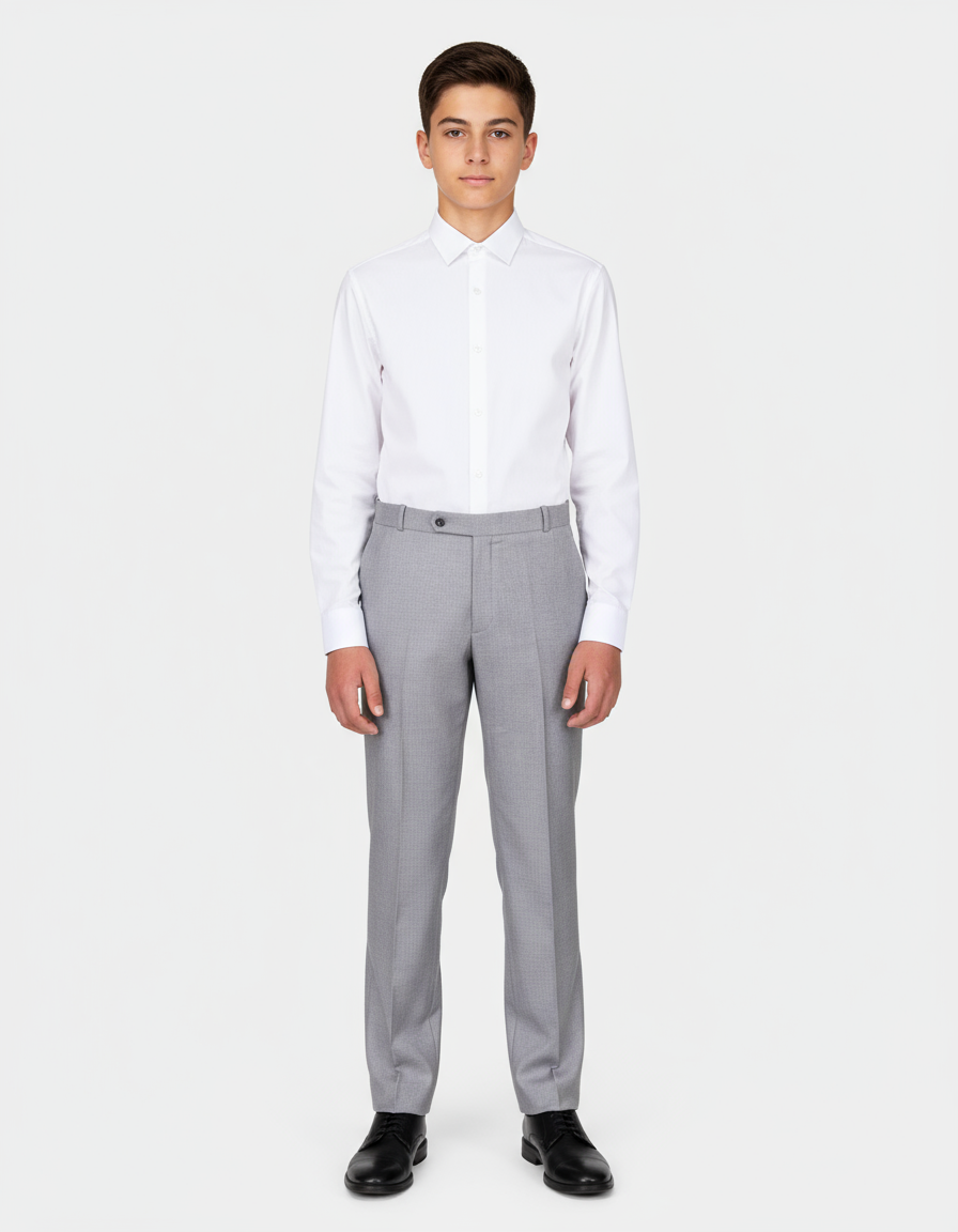 Silver Grey Flat Waist Pant