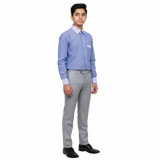 A long-sleeved, striped Punjab College shirt with a collar, displayed with its tag intact.