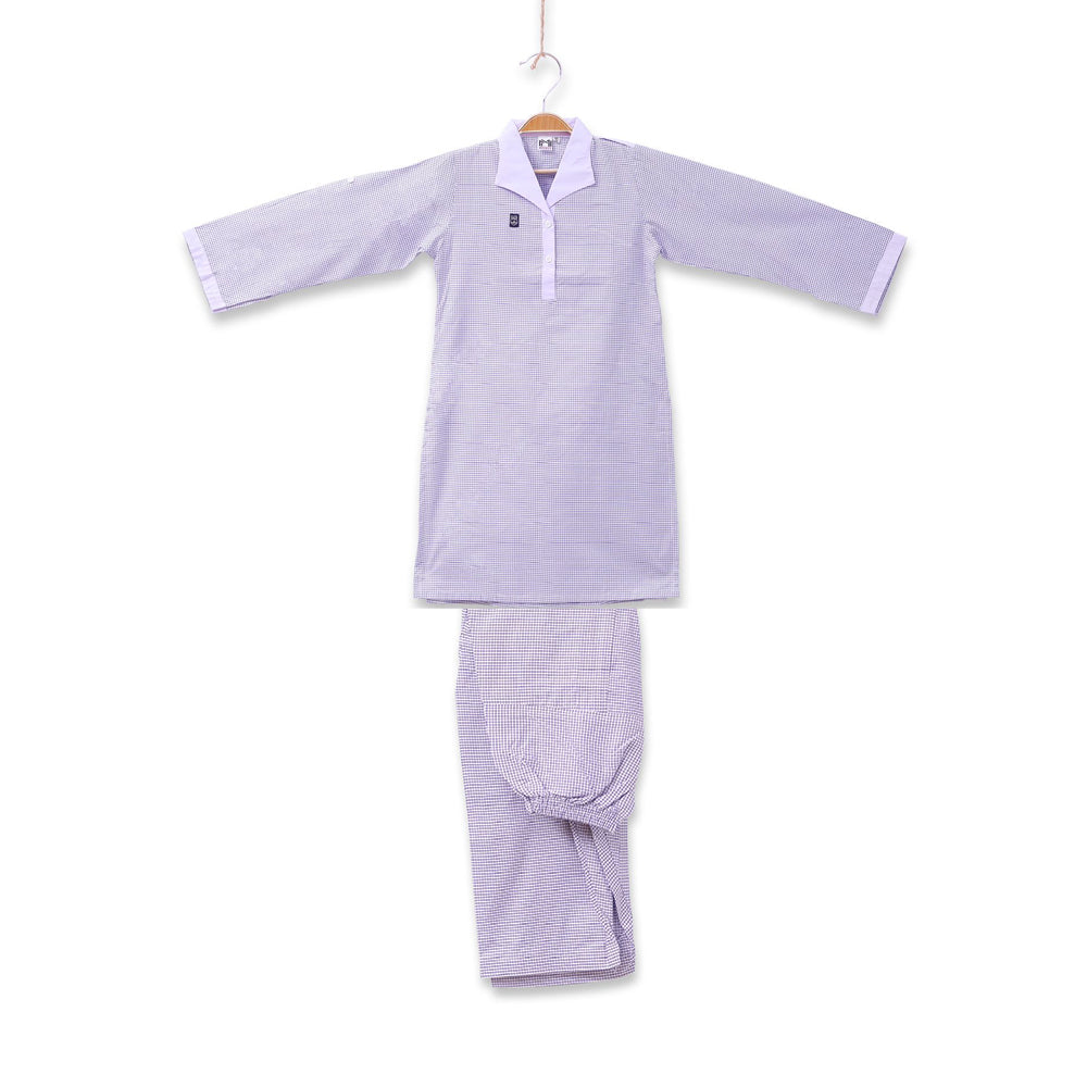 LGS Landmark Girls' Kameez Shalwar-Blue Check