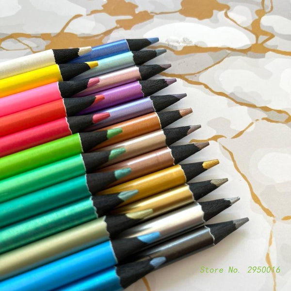 24 Colors Metallic Colored - Black Drawing Pencils Set