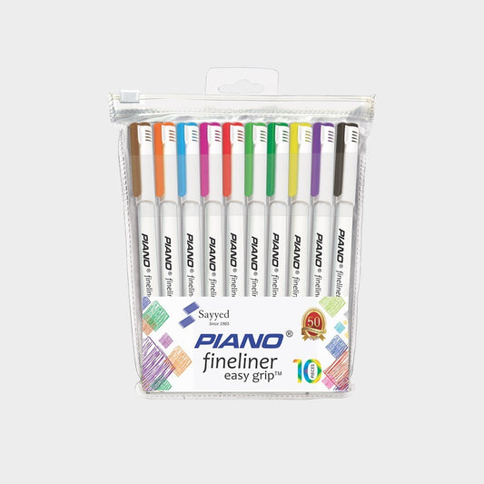 Piano Fineliner Pen Box - 10 Vibrant Colors