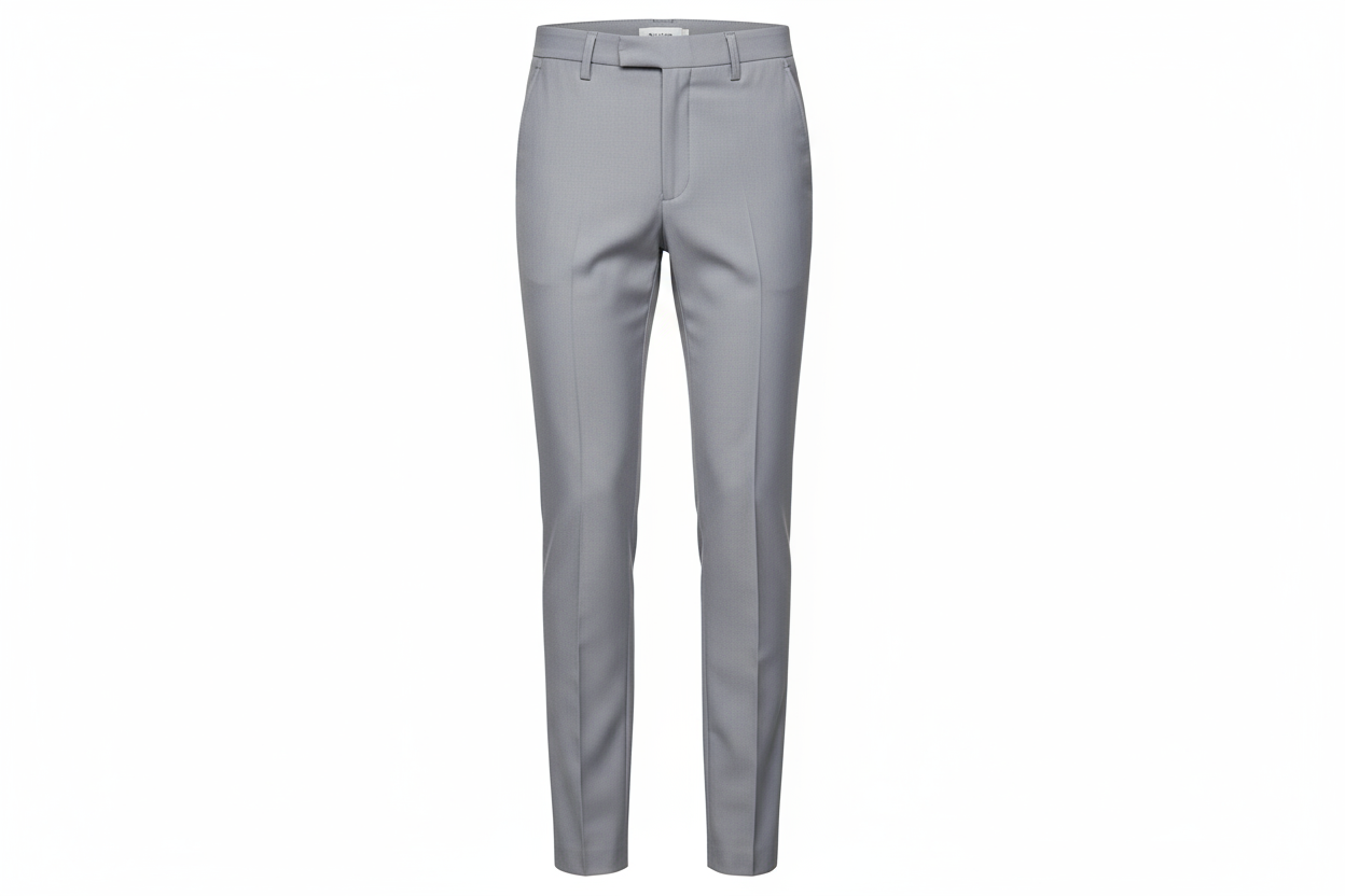 imagine a light grey full length slim fit school pant 