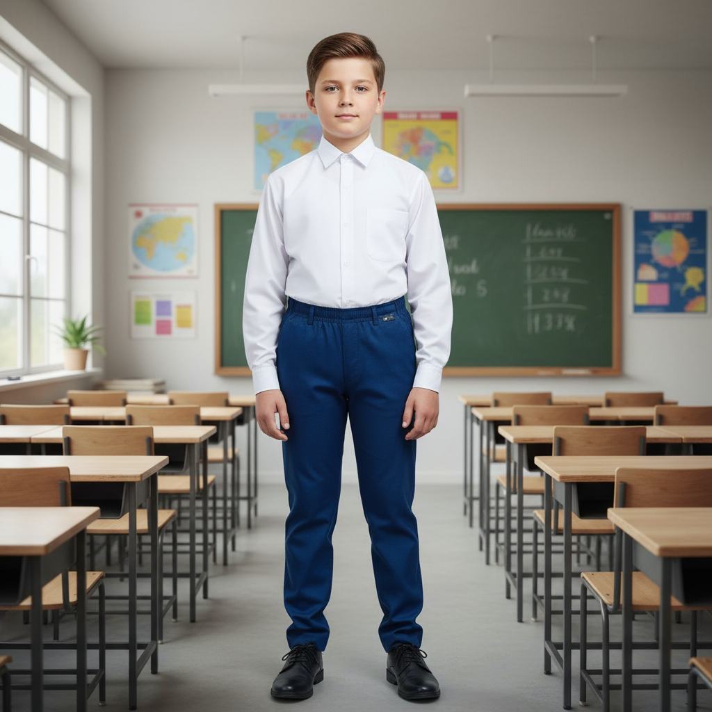 Navy Blue Elastic Waist Pant